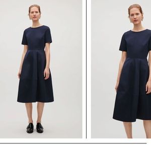Brand New COS Stitched Detailed Hem Summer Dress Navy Size 6